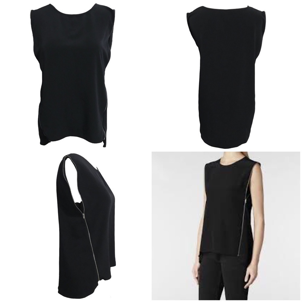 Express Black Zip Sleeveless Blouse High-Low Top Size Small